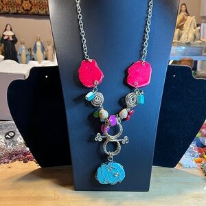 Artisan Red and Blue Statement Necklace